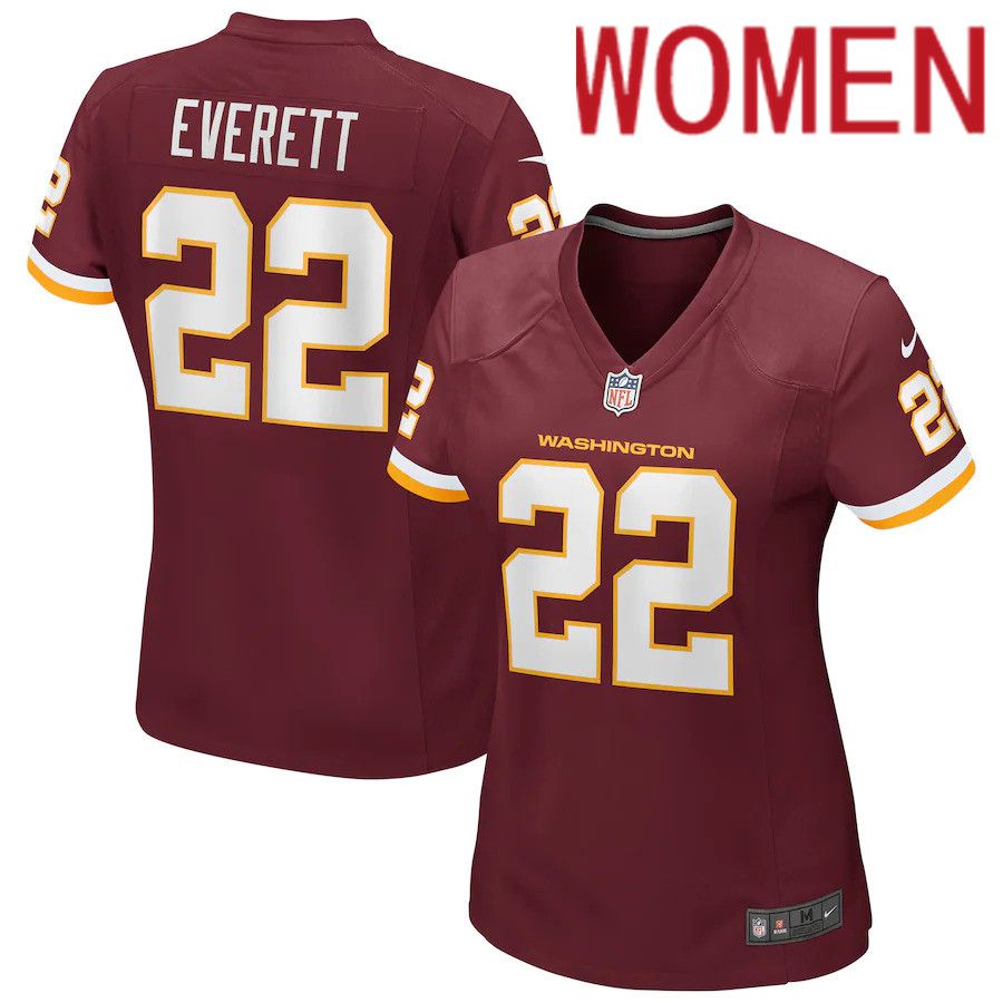 Women Washington Redskins #22 Deshazor Everett Nike Burgundy Game Player NFL Jersey